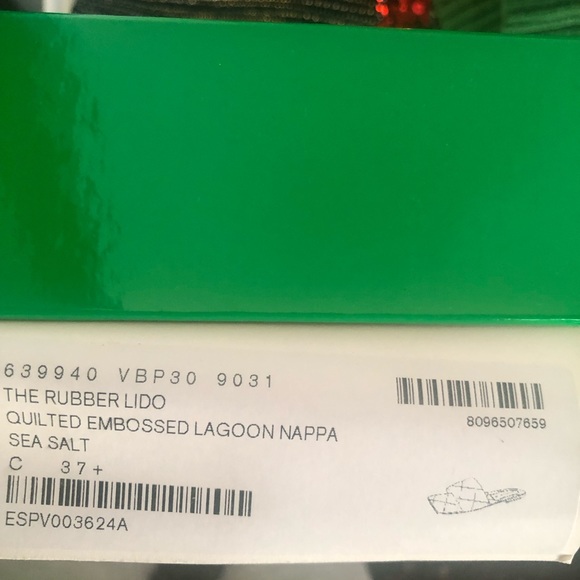 Bottega Veneta BV Rubber Lido Sandals Sea Salt Cream Leather Slides 37.5 $760 - Picture 6 of 8